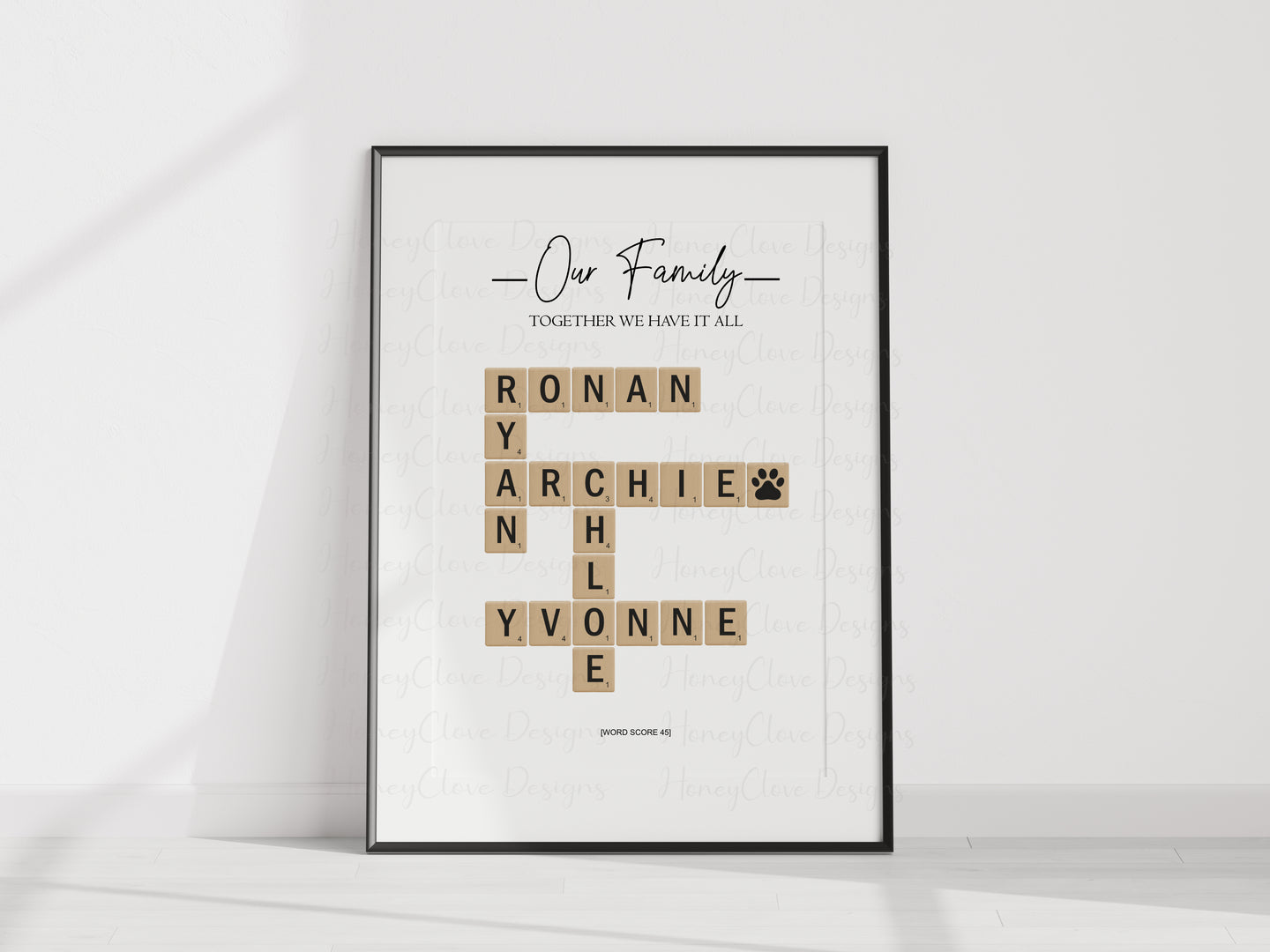 Letter Tile A4 Unframed Print - Wood Effect