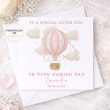 Load image into Gallery viewer, Christening/Baptism Card Hot Air Balloon Pink or Blue
