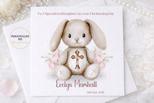 Load image into Gallery viewer, Christening Card - Pink Teddy Bunny
