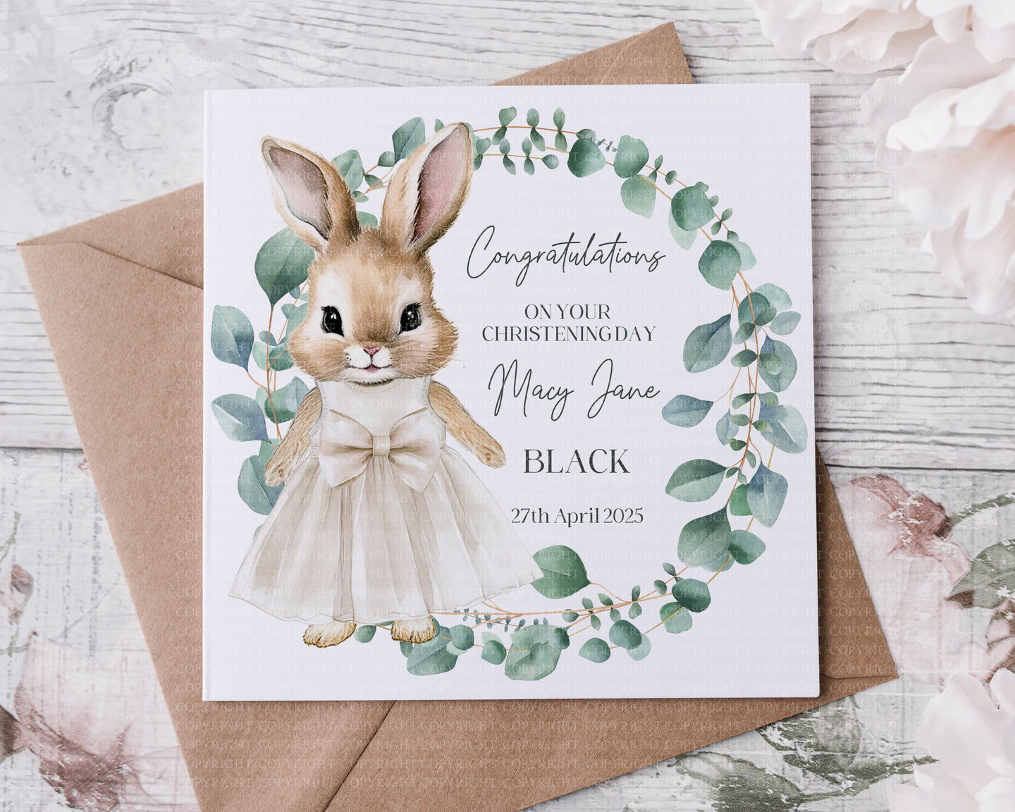 Flopsy bunny NEW BABY Card - Girl