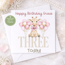 Load image into Gallery viewer, Baby Giraffe  Birthday Card- Age 1-3 PINK
