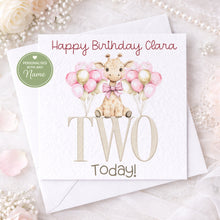 Load image into Gallery viewer, Baby Giraffe  Birthday Card- Age 1-3 PINK
