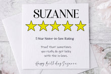 Load image into Gallery viewer, 5 Star Rating Sister in law card
