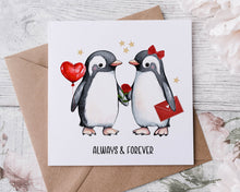 Load image into Gallery viewer, Penguin Couple Valentine Card
