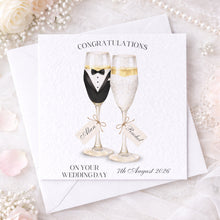 Load image into Gallery viewer, Bride and Groom Champagne Glasses - wedding card
