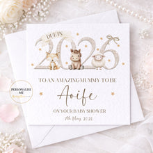 Load image into Gallery viewer, Farm Animals Baby Shower Card, Personalised 2026 Due Date
