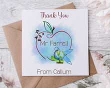 Load image into Gallery viewer, Teacher Greeting Card- Apple Design Blue
