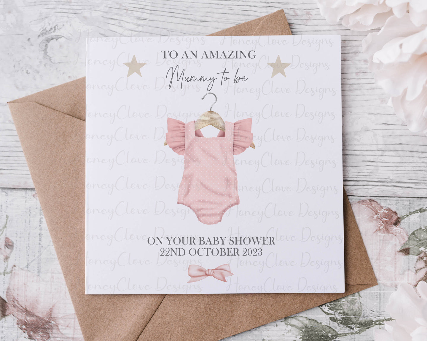 Baby Shower Card  - Pink BabyGro