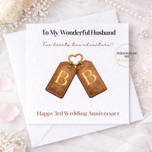 Load image into Gallery viewer, 3 year anniversary - Leather greeting card (Tags)

