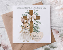 Load image into Gallery viewer, Christening Card - Flopsy Bunny Cross Pink
