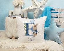 Load image into Gallery viewer, Blue Bunny Initial Cushion
