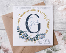 Load image into Gallery viewer, Engagement card - Blue and Gold Gra card
