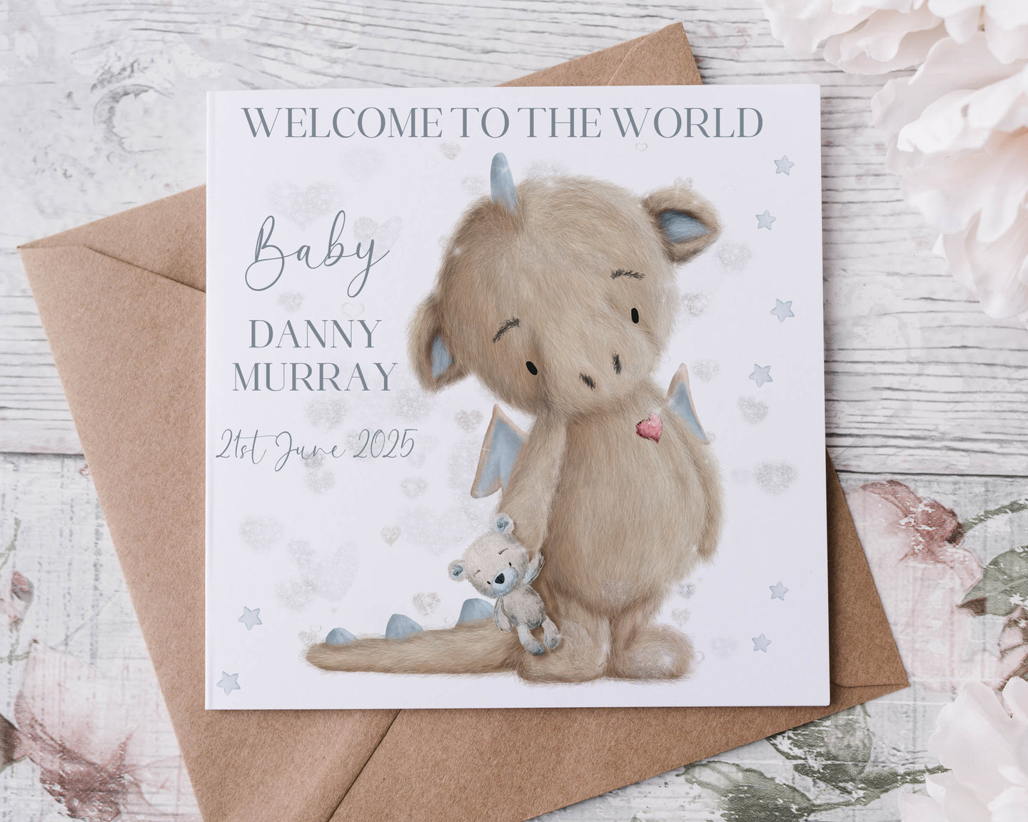 Welcome Baby Greeting Card - Baby Dragon
