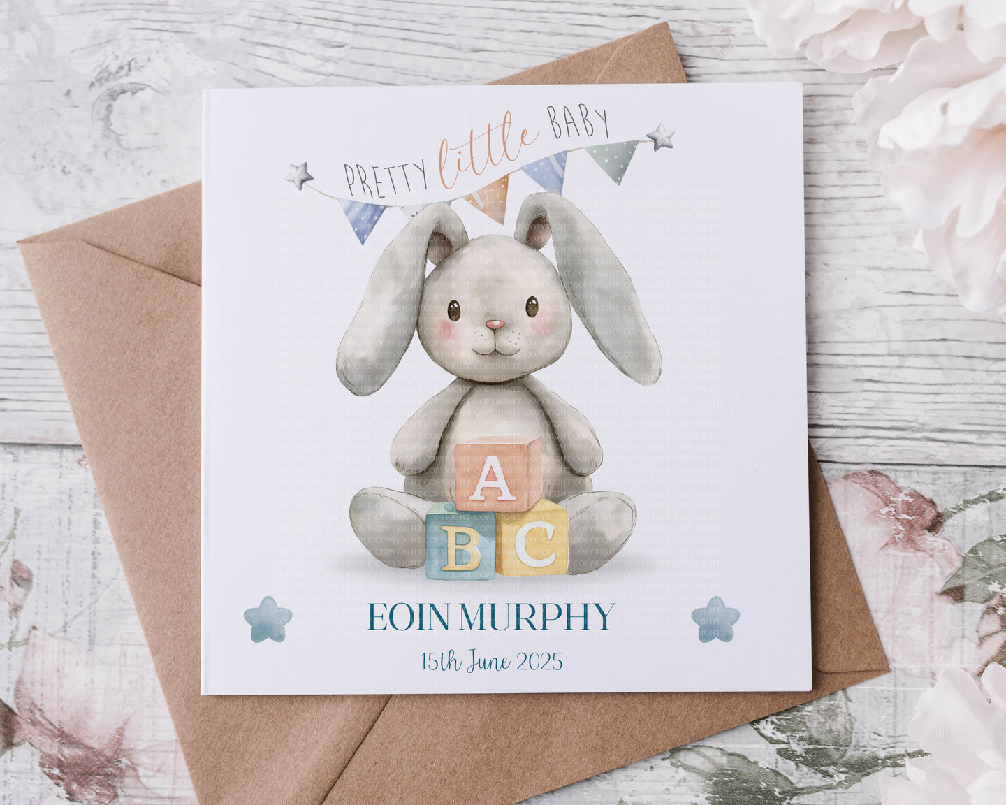Bunny Building Blocks Baby Card