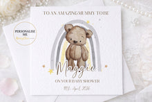 Load image into Gallery viewer, Personalized Baby Shower Card, Mummy To Be, Teddy Bear Design
