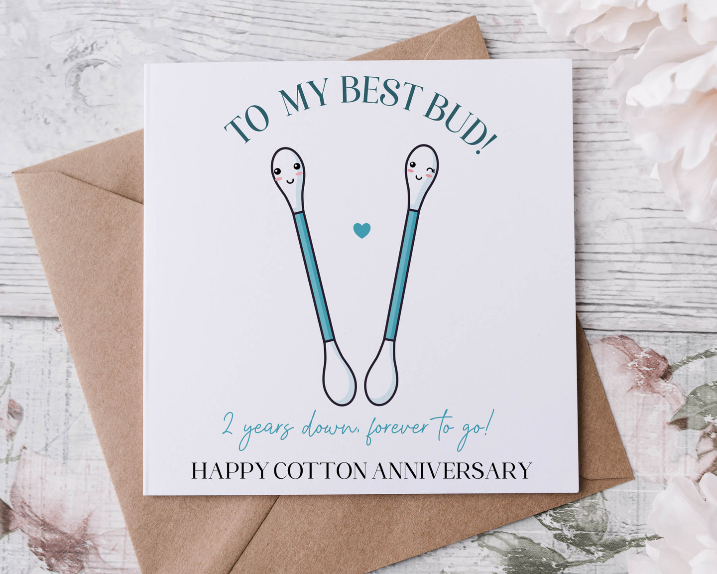 2 Year Cotton Anniversary Card -Best Buds