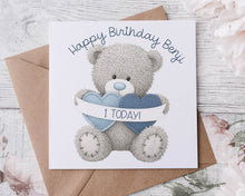 Load image into Gallery viewer, Birthday Bear Greeting Card - Blue
