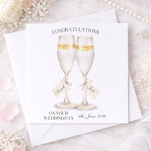 Load image into Gallery viewer, Bride and Groom Champagne Glasses - wedding card
