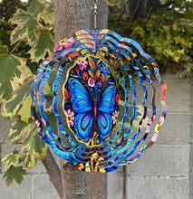 Load image into Gallery viewer, Blue Butterfly Wind Spinner
