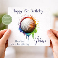 Load image into Gallery viewer, Golf Ball Design Birthday Card - Bright Colourslpash!
