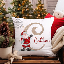 Load image into Gallery viewer, Personalised Santa Cushion With Initial
