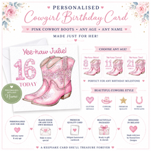 Load image into Gallery viewer, Cowgirl Birthday Card
