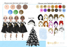 Load image into Gallery viewer, Christmas Dolly Greeting Card Black Dress
