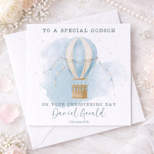 Load image into Gallery viewer, Christening/Baptism Card Hot Air Balloon Pink or Blue
