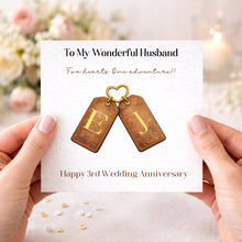 Load image into Gallery viewer, 3 year anniversary - Leather greeting card (Tags)
