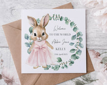 Load image into Gallery viewer, Flopsy bunny NEW BABY Card - Girl
