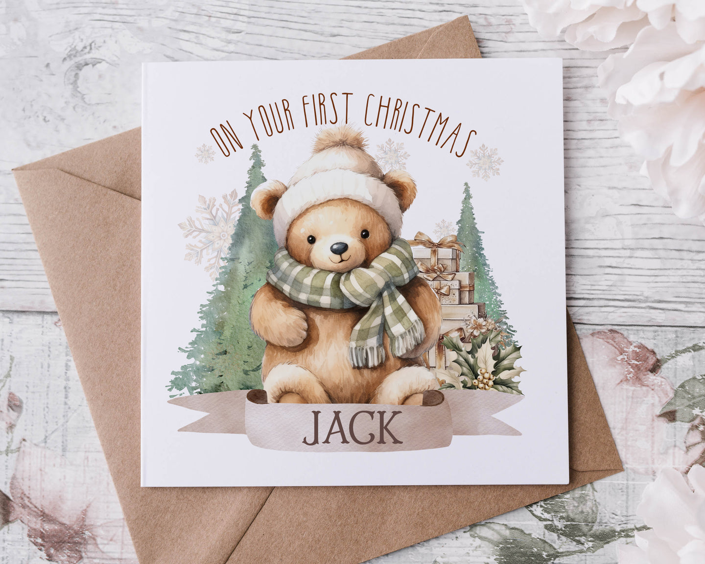 Baby's First Christmas Bear - Christmas Card