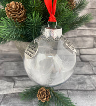 Load image into Gallery viewer, Rememberance bauble with feathers and 2 charms DAD
