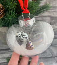 Load image into Gallery viewer, Rememberance  Heart bauble with feathers and charm
