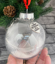 Load image into Gallery viewer, Rememberance bauble with feathers and 2 charms DAD
