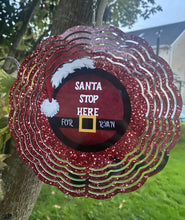 Load image into Gallery viewer, Santa Stop here Wind Spinner
