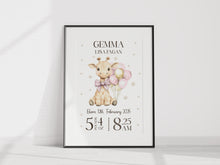 Load image into Gallery viewer, Day you were born UNFRAMED Giraffe print A4 or A3
