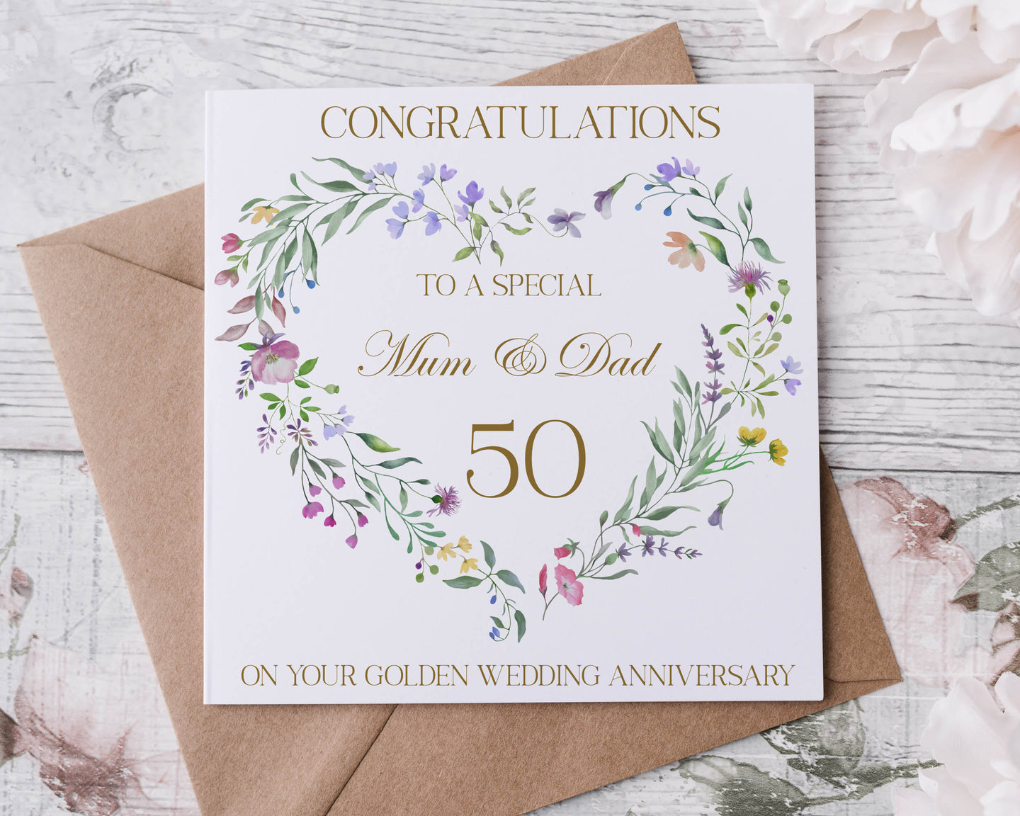 Floral Heart  Anniversary Card