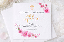 Load image into Gallery viewer, Personalized Confirmation/Communion  Day Card – Floral Wreath
