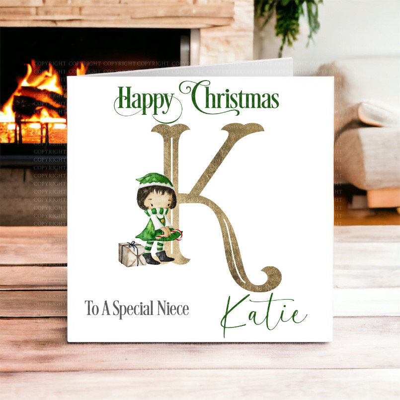 Elf Girl  Christmas Card