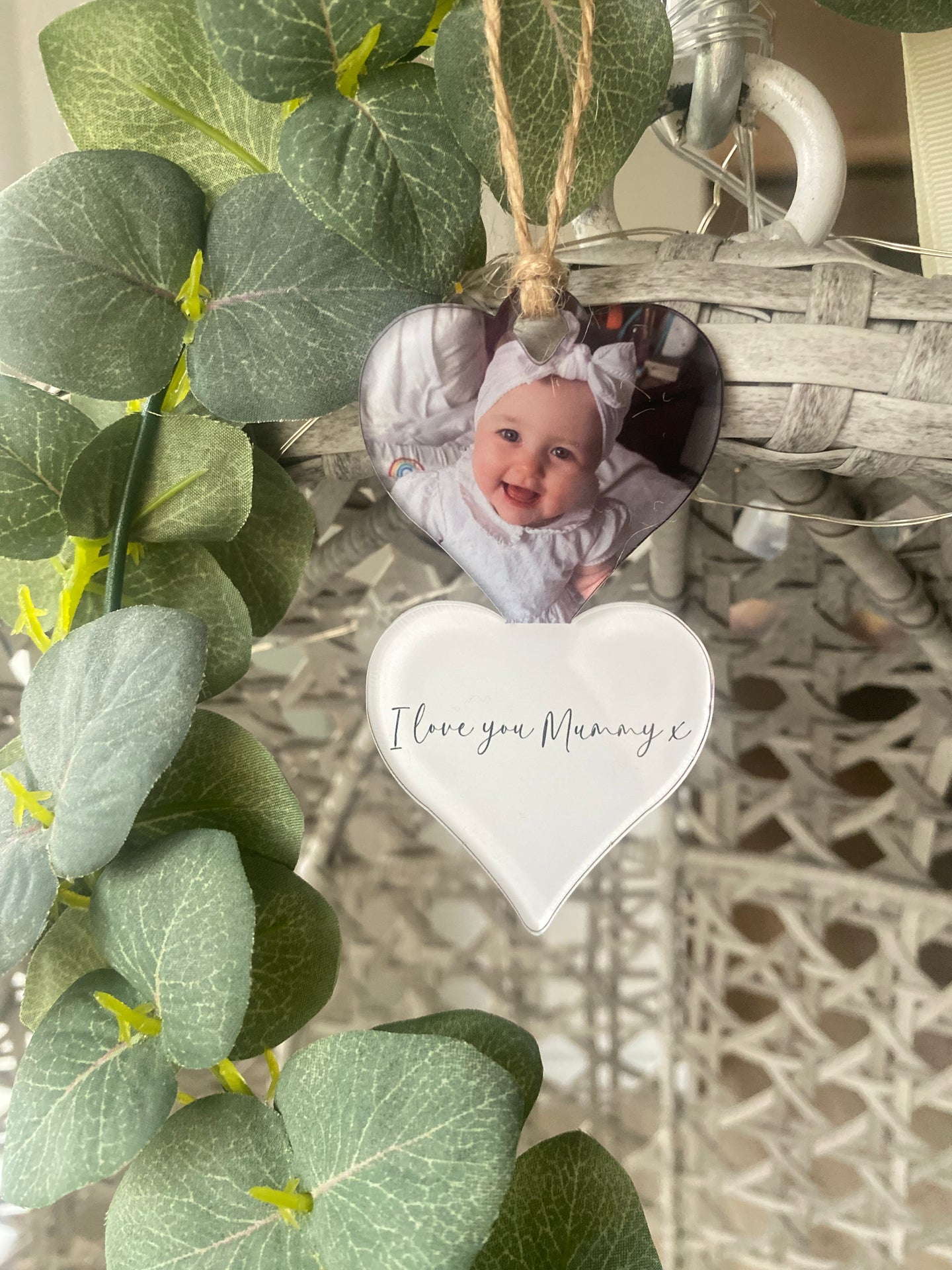 Hanging Double Heart Photo Decoration