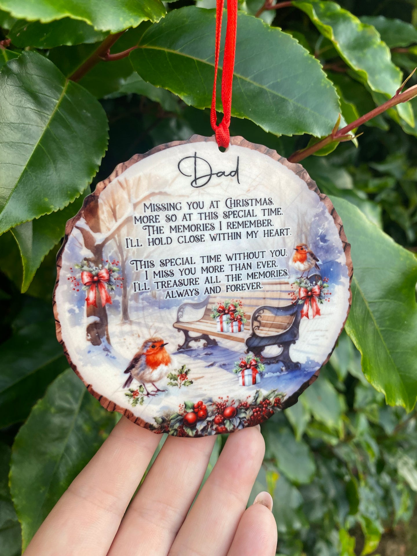 'Log Effect' Memorial Christmas Hanging Decoration