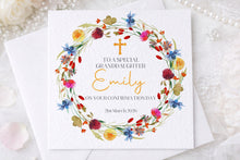 Load image into Gallery viewer, Colourful Flower Wreath  Communion/Confirmation Greeting Card
