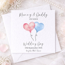 Load image into Gallery viewer, Example personalised wedding card with names Jeannette and Daddy
