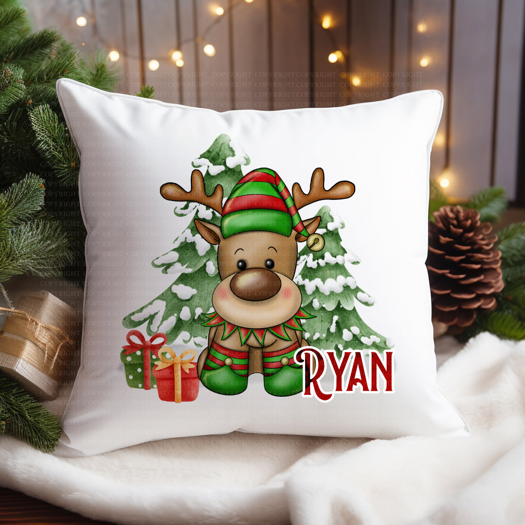 Reindeer Elf Christmas Cushion