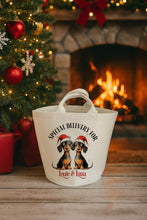 Load image into Gallery viewer, Personalised Christmas dog felt trug featuring one dog breed option
