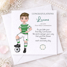 Load image into Gallery viewer, Communion Figure Personalised Card - SOCCER GREEN
