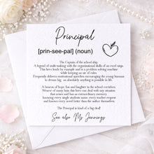 Load image into Gallery viewer, Principal Definition Thank you Card

