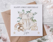 Load image into Gallery viewer, Baby&#39;s 1st Birthday Bear Neutral Design
