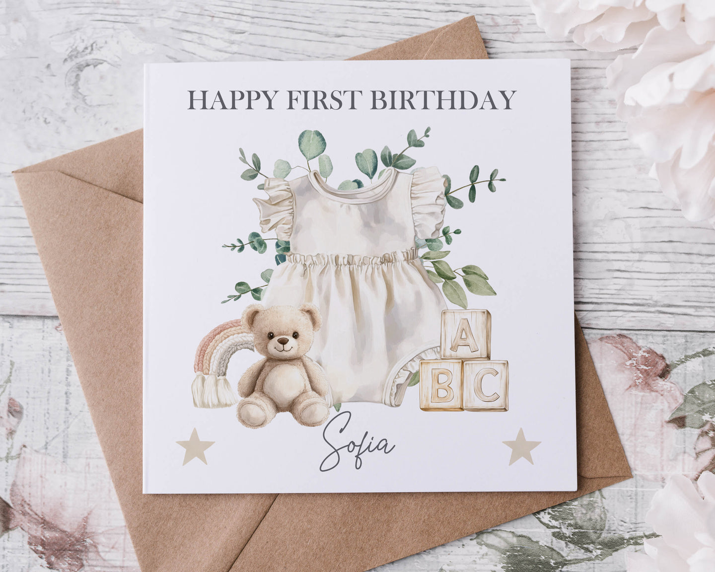 Baby's 1st Birthday Bear Neutral Design