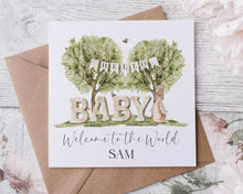 Load image into Gallery viewer, Neutral new baby bunny card
